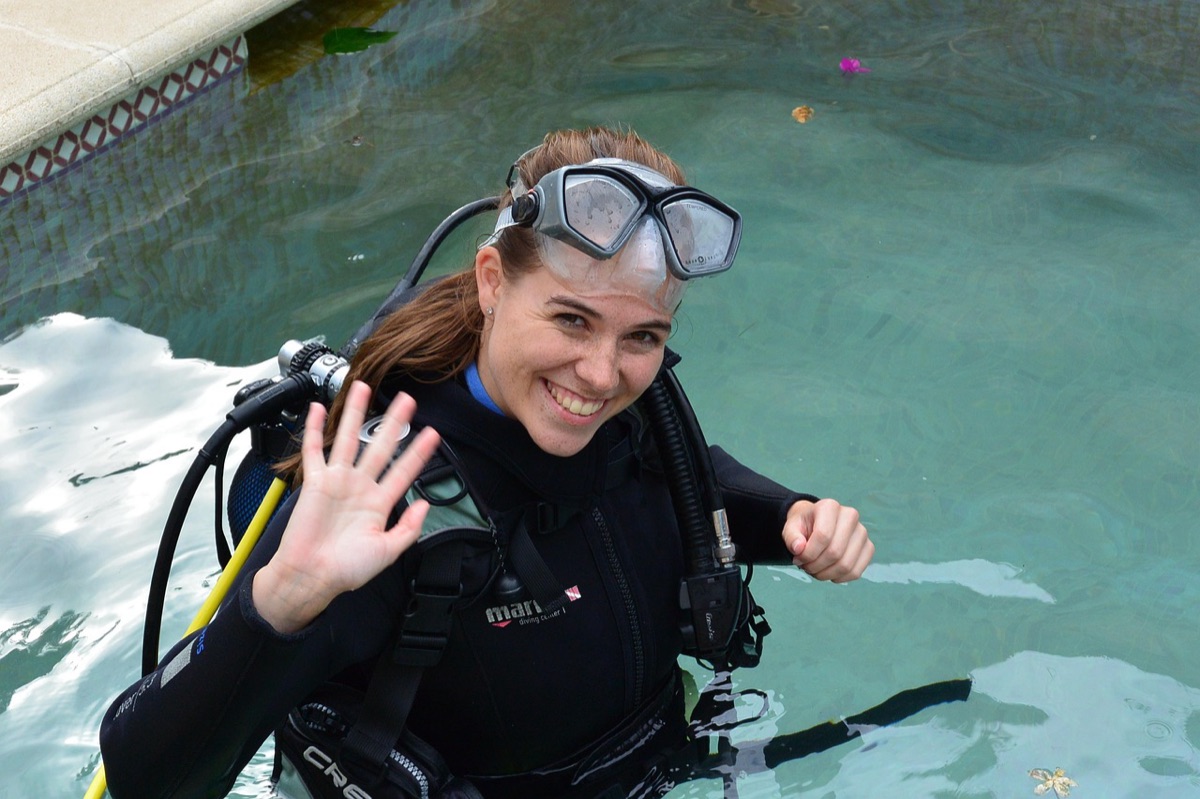 diver in tropical water