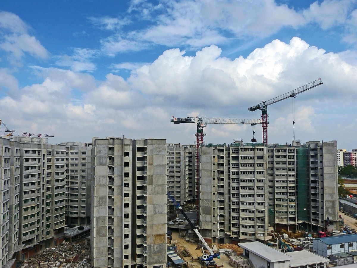 construction site with crane and building framework in Palau